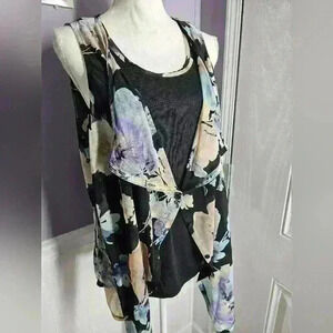 Simply Vera Wang black with sheer over tank top XL